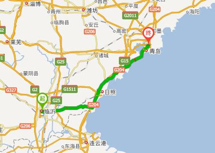 青岛到临沂多少公里？卫星地图模拟自驾行驶