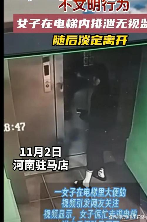 两个女士进电梯，谁也不认识谁，监控下的一幕