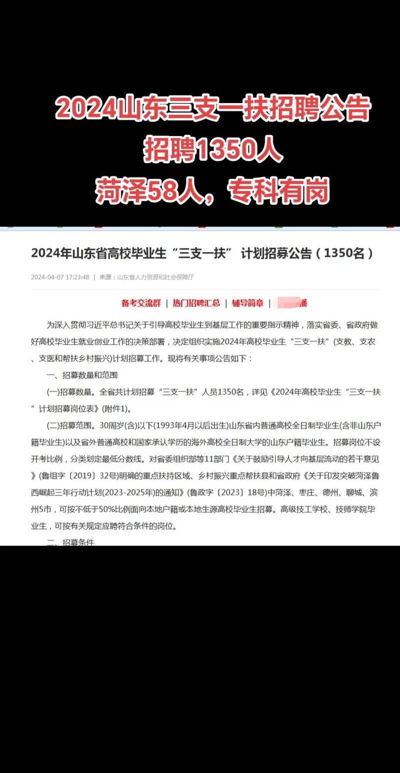 2025年山东高校毕业生“三支一扶”计划招募992人，济南66人