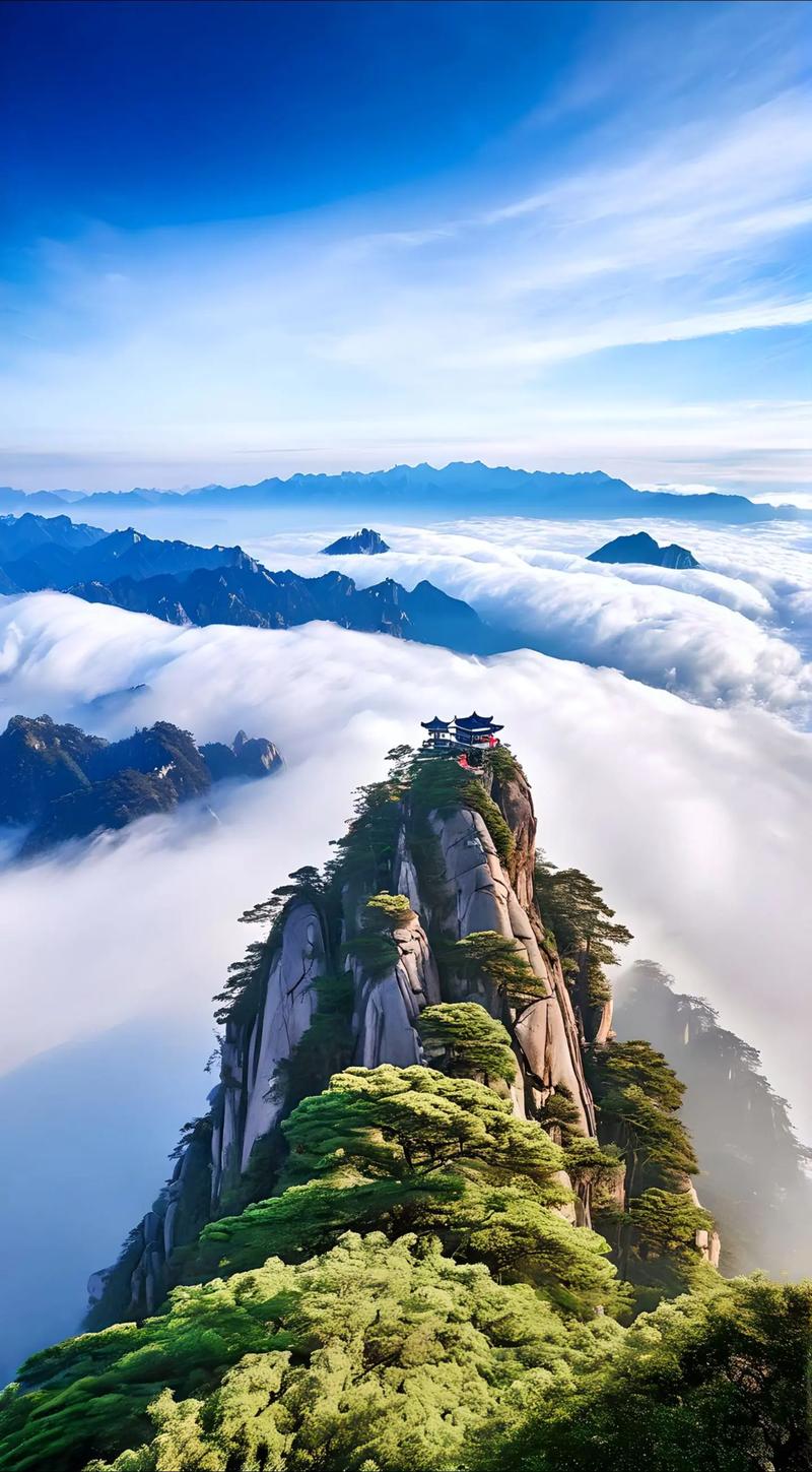 云海之上，俯瞰群山，感受大自然的壮丽与宁静